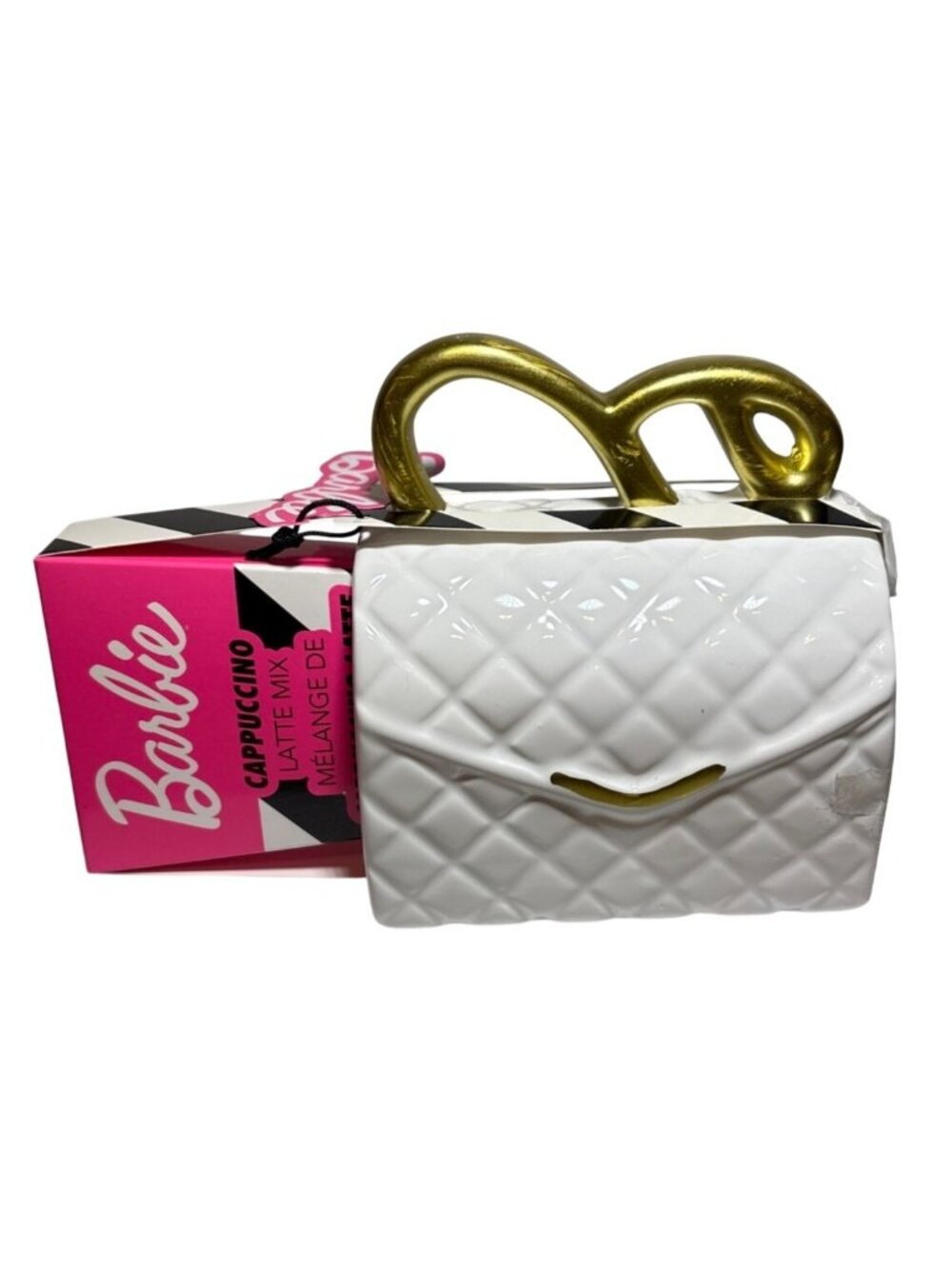 Barbie Mug Quilted Handbag Shape Ceramic Cup Mattel 4.5" Tall